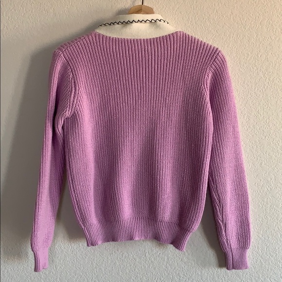 Vintage knit sweater with bow neck accent purple - Picture 5 of 11